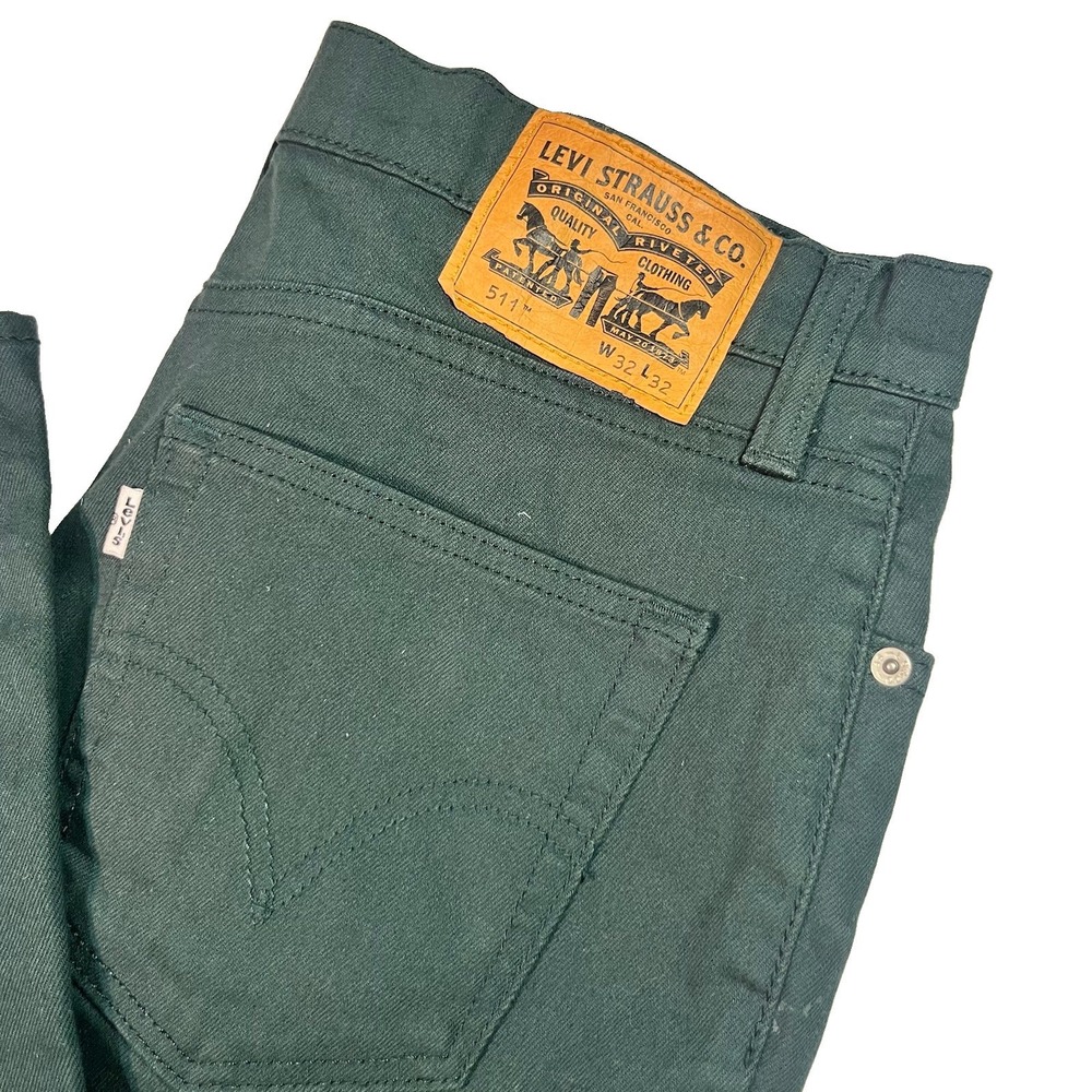 Levi's Men's 511 Slim Fit Jeans Dark Wash Stretch Green Denim Sz 32x32 EUC
